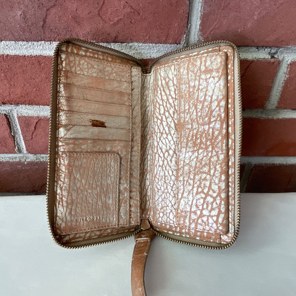 Givenchy ST1029 Zip Around Tan-Silver Leather Wallet Logo - Picture 4 of 16